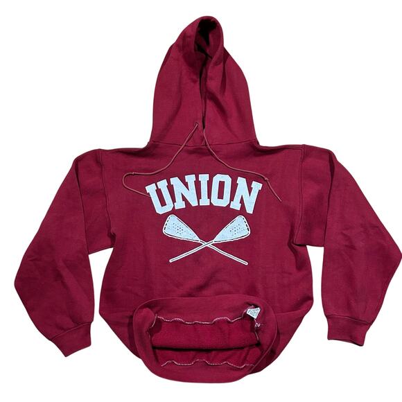 Vintage 70s Russell Athletic UNION Lacrosse School Hoodie Boxy USA Medium - Picture 2 of 5